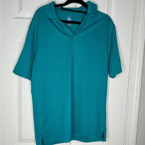 PGA TOUR Men’s Teal Ribbed Golf Polo Size M‎